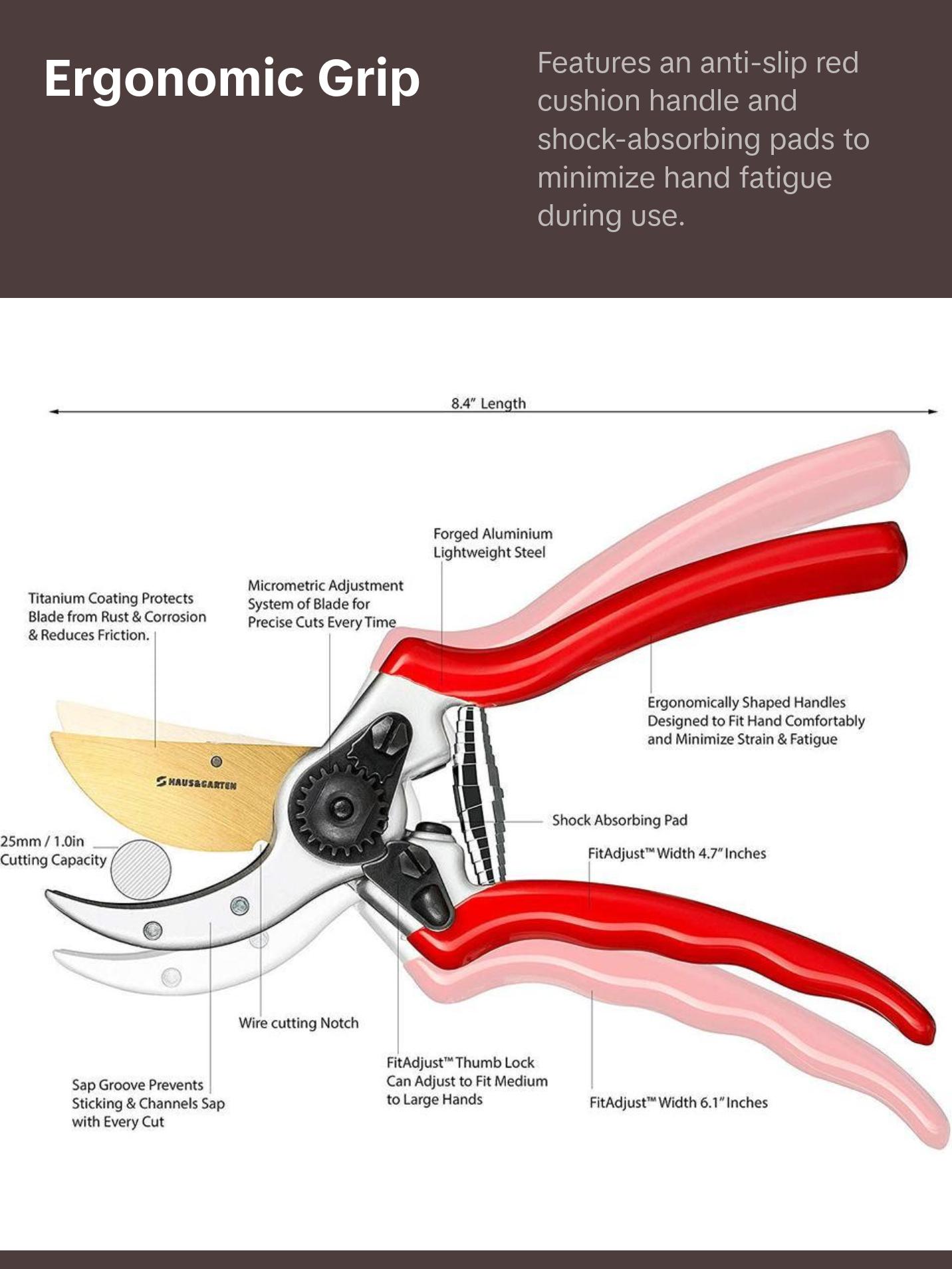 Titanium Pruning Shears - Heavy-Duty Bypass Classic Style by Classic Style