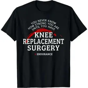 Summer t Shirts mens knee replacement surgery recovery t shirt motivational never much print black with white comfortable round neck tee post surgery support gift sizes s 5xl knee surgery recovery supplies black