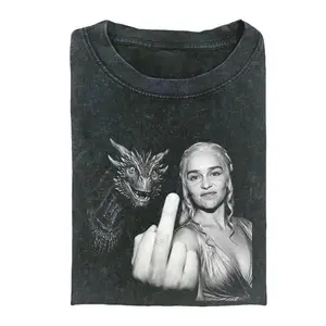 Game Of Thrones Daenerys Targaryen With Dragon Funny Attitude Meme T-Shirt, Mother Of Dragons HBO Fantasy Series Iconic Parody Graphic Shirt, Unisex Cotton Crewneck T-Shirt Menswear Womenswear Streetwear Top