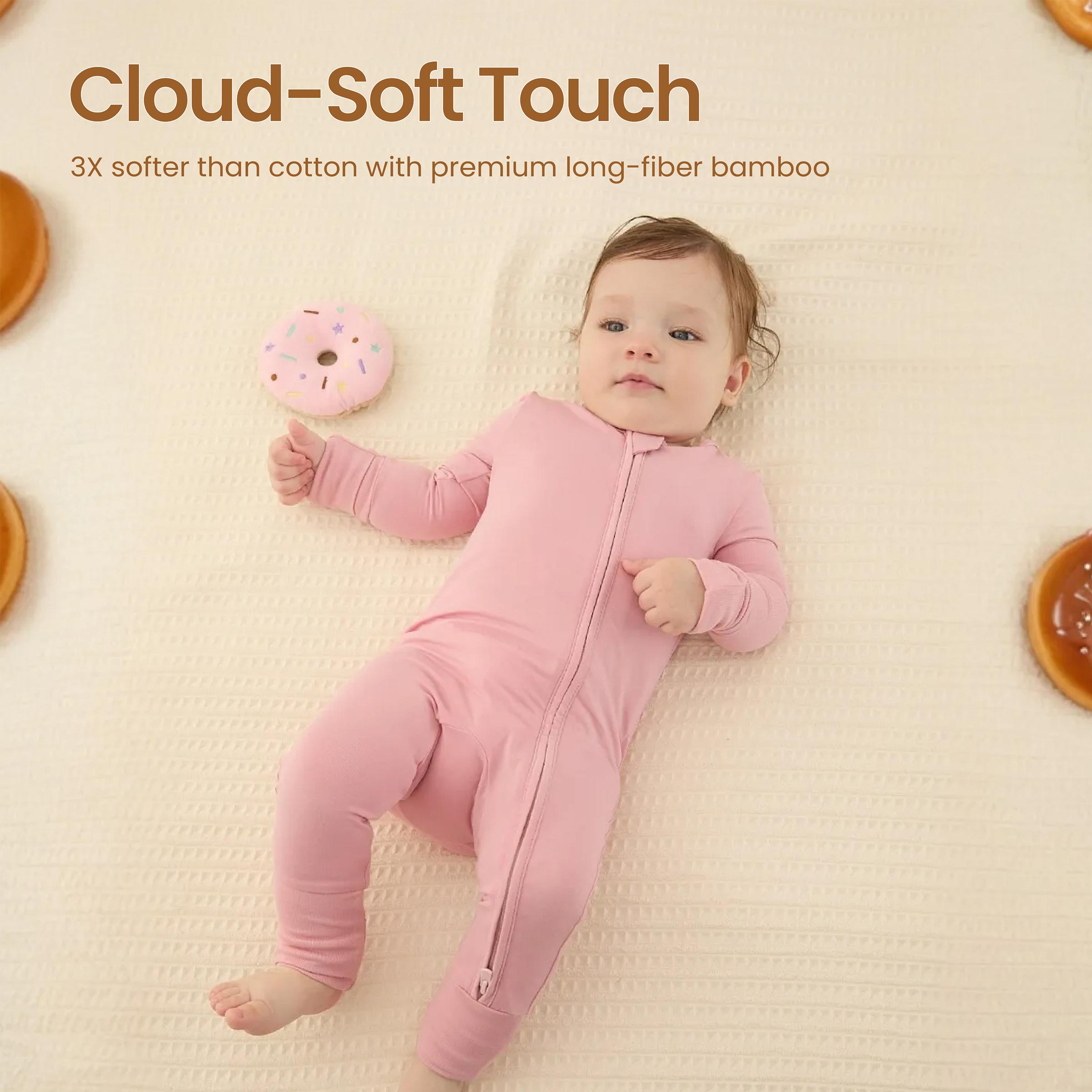 PATPAT Baby Pajama with Bamboo Viscose, Footie Jumpsuit Romper with 2-Way Zipper for Baby Boy Girl Toddler Sleeper Sleepwear