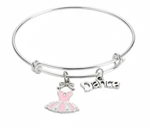 Sweet Dance Bracelet with Pink Tutu Charm - Adjustable Silver Bangle for Kids & Adults - Meaningful Gift Idea - Stackable & Durable Jewelry