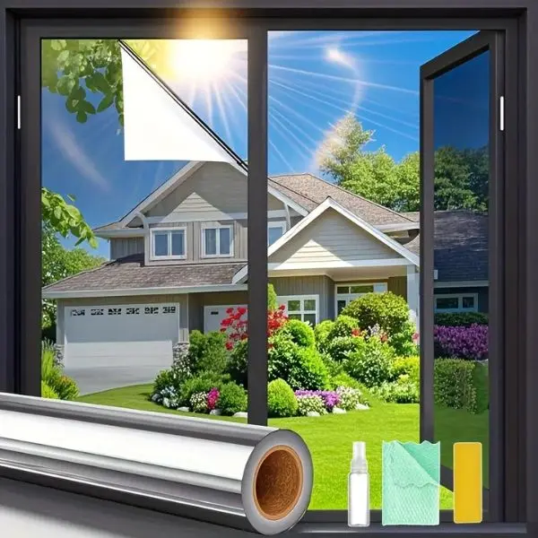 1-Way Privacy Window Film - Reflective Anti-UV Window Films for Home, Heat Control, Sliding Door Coverings