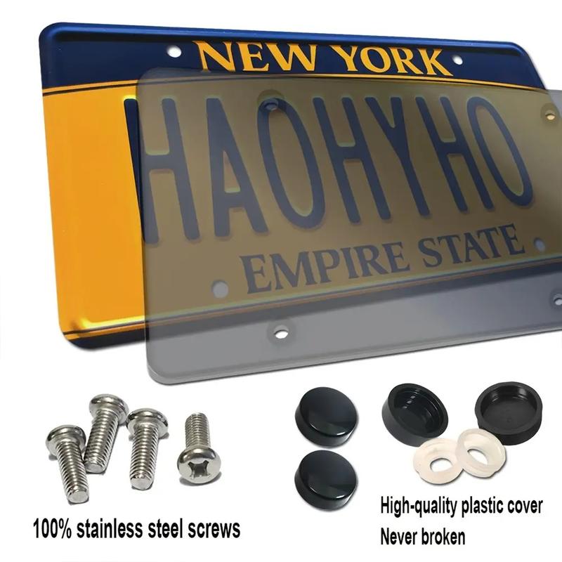 License Plate Frames 2 Pack Stainless Steel License Plate Holders Universal Fit for US Cars 4 Holes No Obstruction to Plate