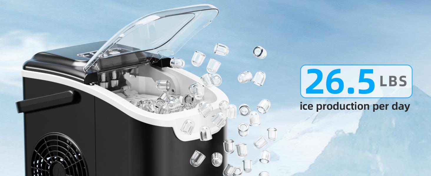Antarctic Star Countertop Ice Maker Portable Ice Machine with Handle, 26Lbs/24H, Self-Cleaning Ice Makers, 9 Ice Cubes/6 Mins for Home Kitchen Bar Party, Black. Antarctic Star Countertop Ice Maker Portable Ice Machine with Handle, 26Lbs/24H, Self-Cleaning Ice Makers, 9 Ice Cubes/6 Mins for Home Kitchen Bar Party, Black.