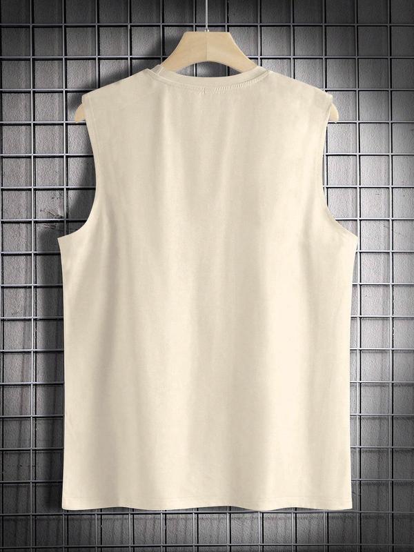 Men's Regular Fit Palm Tree Print Tank Top, Casual Comfy Sleeveless Top for Summer, Fashion Men's Clothes for Beach Vacation, Menswear, Sleeveless Tank Tops