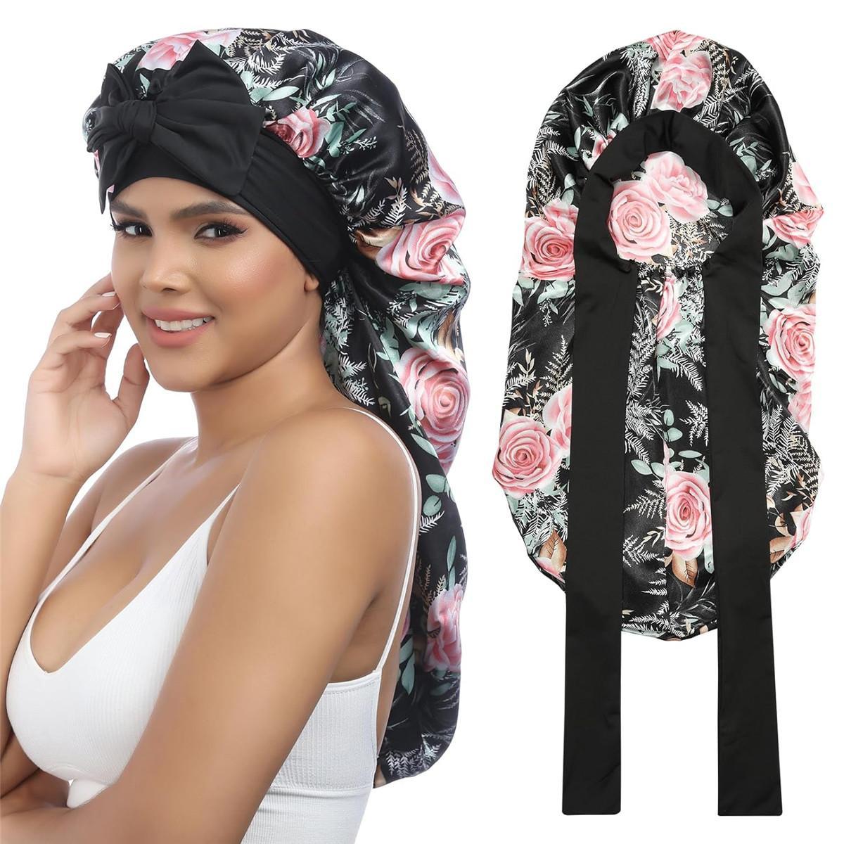 Single-Layer Summer Cool Style Solid Color Long Satin Bonnet Sleep Cap Adjustable Care Nightcap for Women Braids Curly Hair Natural Hair Wrap for Sleeping Cap with Tie Band Elastic Hair Care Bonnet Single-Layer Summer Cool Style Solid Color Long Satin Bonnet Sleep Cap Adjustable Care Nightcap for Women Braids Curly Hair Natural Hair Wrap for Sleeping Cap with Tie Band Elastic Hair Care Bonnet