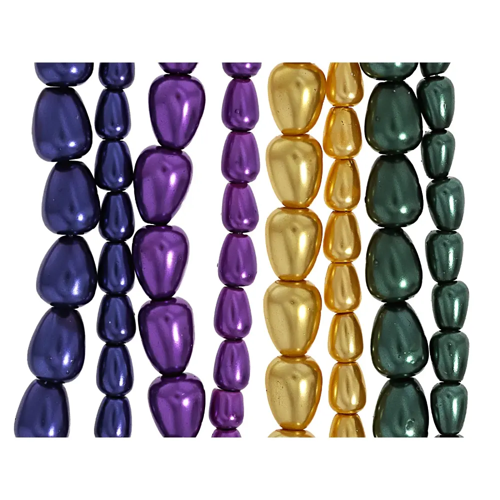 JTV Multicolor Glass Pearl Assorted Size Teardrop Bead Strand Set of 8