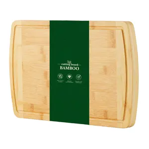 Garvee Bamboo Cutting Board, 16x10 in, 1 in Thick Wood Cheese Charcuterie Board with Deep Juice Groove & Built in Handle, Butcher Chopping Block for Kitchen