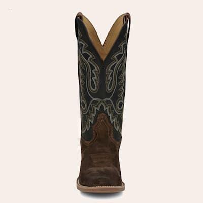 Justin Men’s Frontier Brown Suede & Black Goat Punchy Toe Cowboy Boots