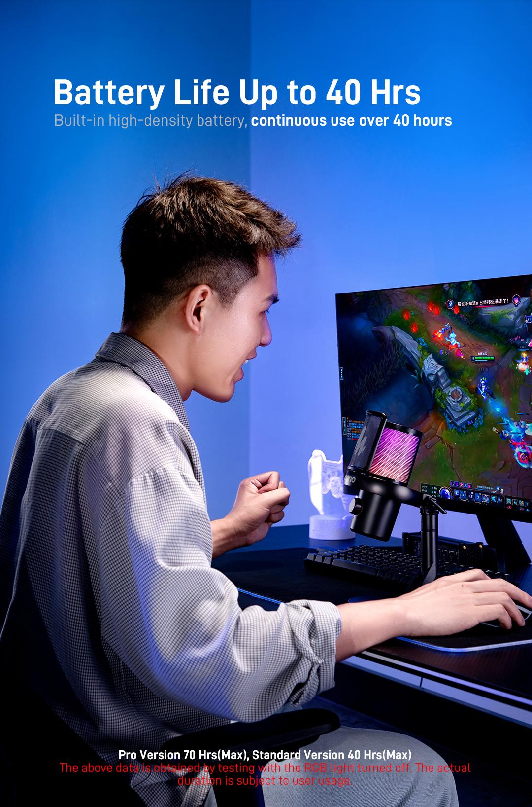 Maono DM40 Voice Changer USB / Wireless Desktop Audio RGB Gaming Microphone with Noise Reduction and EQ Setting,Compatible with Computer, PC, PS4, PS5, Smartphone, Mac, Ideal for Singing,Game Streaming,Recording and Podcasting.