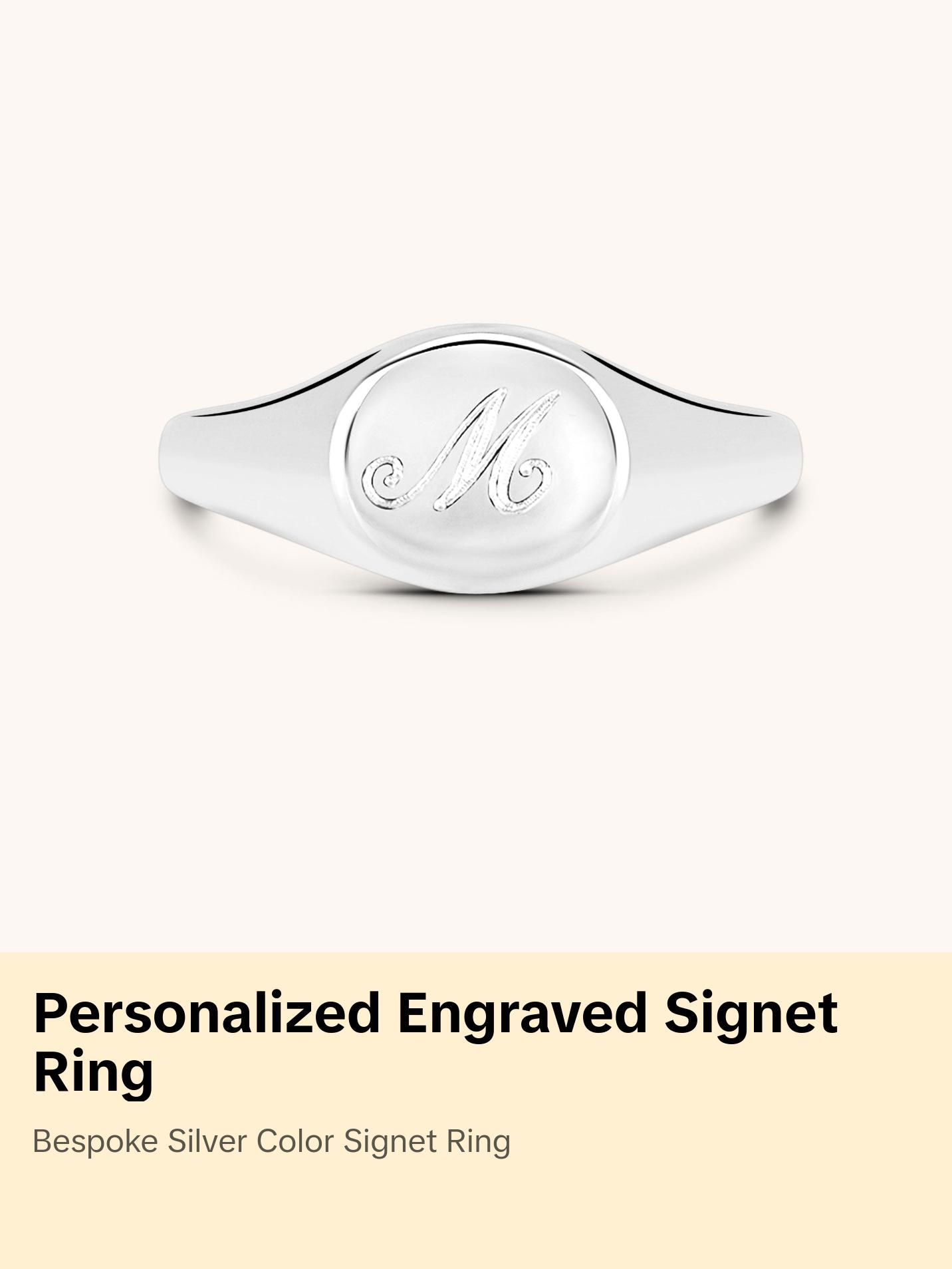 Personalized Engraved Script Small Signet Ring