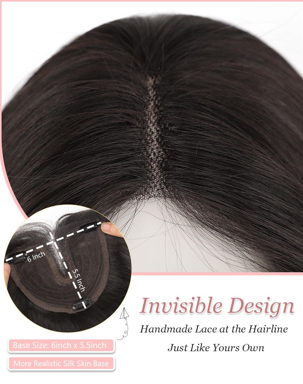 [AISI HAIR]18'' Wavy Hair Topper with bans for Thinning Hair – Natural Look, Clip-In Volume, Lightweight & Breathab 18 Inch Wavy Synthetic Clip-In Topper for Women le