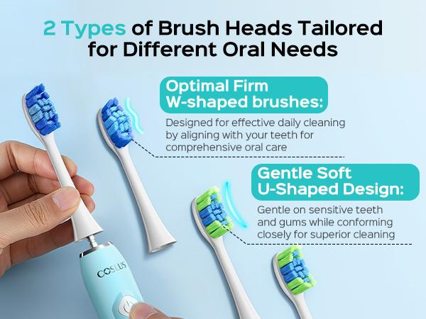 COSLUS Sonic Rechargeable Electric Toothbrush for Adults & Couple: IPX7 Waterproof, 3 Intensities & 5 Modes with 2 Head Types for Gentle/Daily Care - Ideal for Home, Travel & Personalized Oral Protection