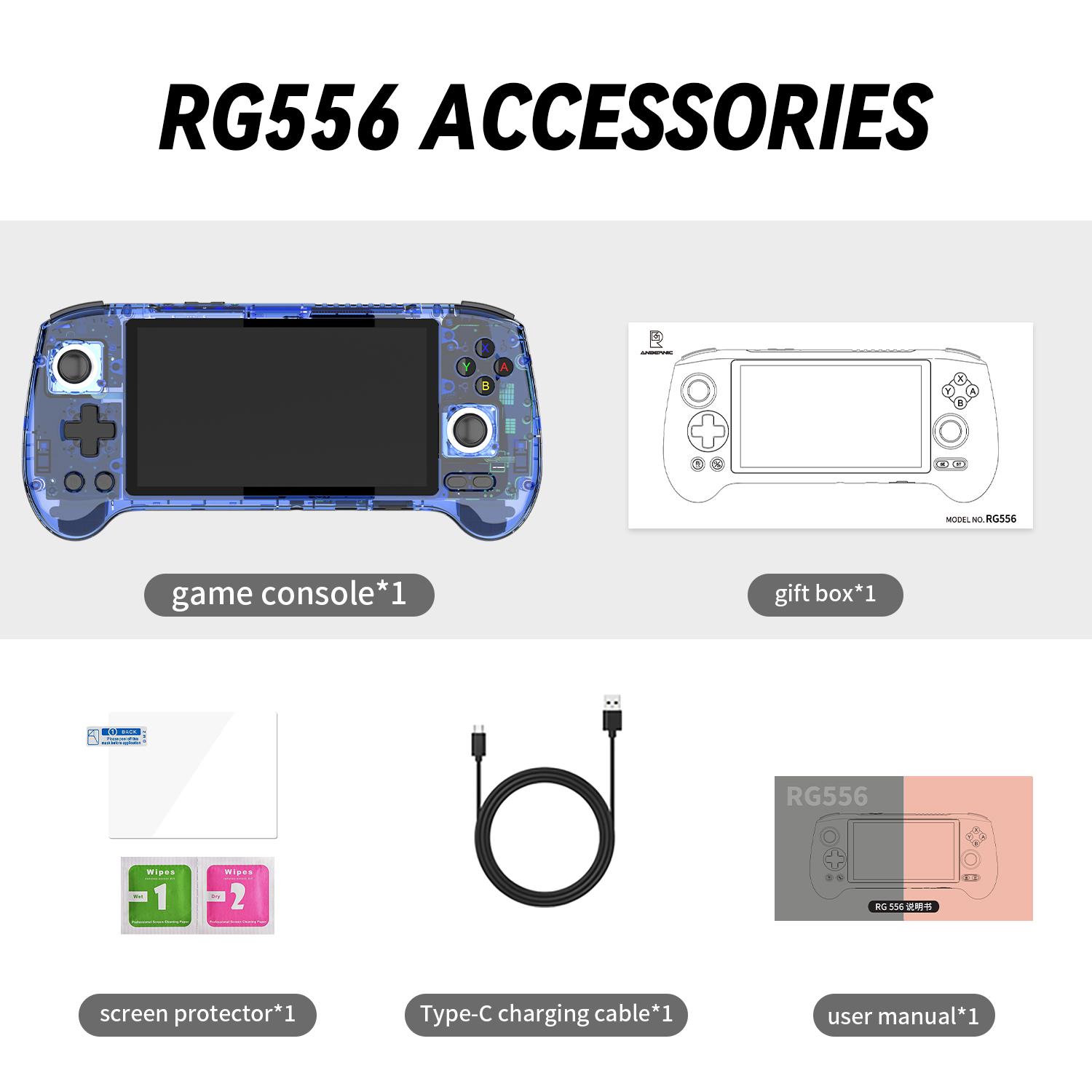 ANBERNIC RG556 Handheld Game Console Unisoc T820 Android 13 5.48 inch AMOLED Screen 5500mAh WIFI Bluetooth Retro Video Players RG556 The Best Gift