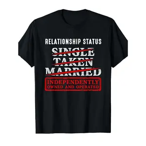 Men's Funny Divorced Ex-Wife Humor T-Shirt - Relationship Status Checkbox Print, Independent Single Slogan, Casual Crew Neck Short Sleeve Tee for Divorce Parties, Black/White Crewneck Menswear Tshirt graphic tee