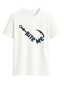 Men's Fun Fishing T-Shirt 100% Cotton "Bite Me" Fish Hook Print - Casual Crew Neck Short Sleeve T-Shirt for Fishing Lovers, Outdoor Activities and Casual Dress