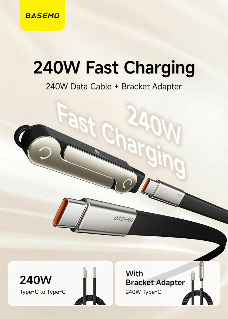 240W Super Fast Charging Silicone Data Cord | Detachable Phone Stand (Landscape/Portrait) | For TV Shows, Short Videos, Mobile Gaming, Sports Matches, Video Calls, Meetings | Fits iPhone Samsung Huawei |  Indoor & Outdoor Use charger portable chargers