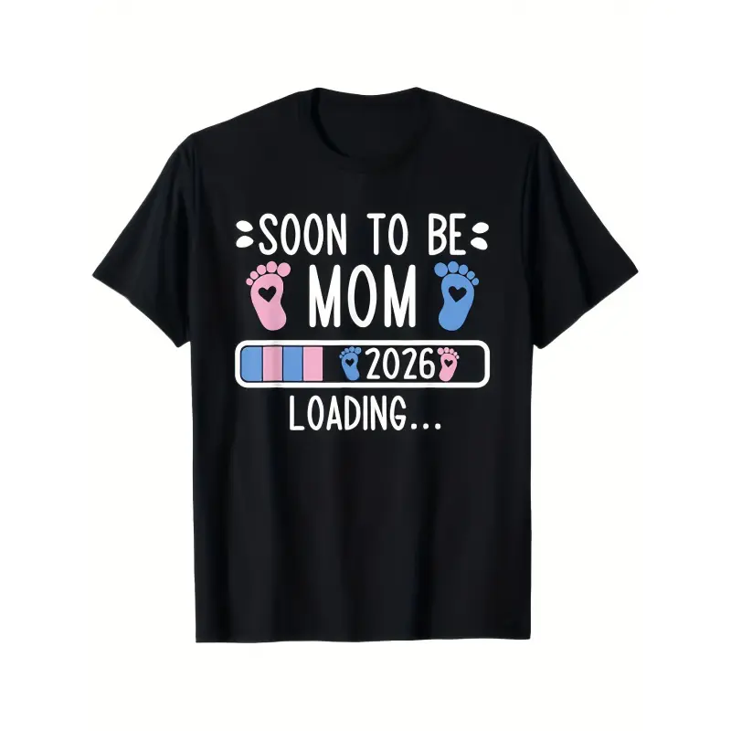 2026 Mom-to-Be Pregnancy Announcement T-Shirt- Comfy, Casual Fit, Machine Washable- Perfect for All Seasons Gift, Unisex, Hot selling items, Soft, Breathable, Lightweight - Crew  Graphic Oversized Tshirt