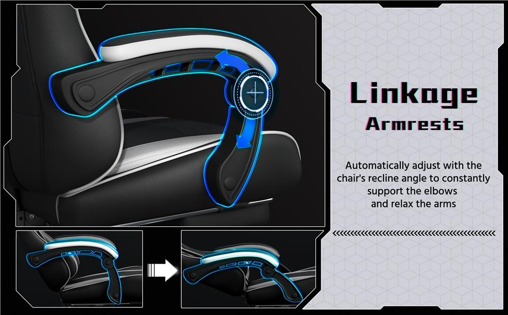 【Massage Function】Yaheetech Ergonomic Gaming Chair with Massage Lumbar Support and Footrest, Swivel Rolling Chair and Headrest,Pu leather Desk Chair Reclining tall gaming