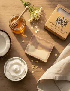 Charlie Charlie Soap Co. Chaplain's Harbor Bar - Artisan Natural Soap with Honey Coconut & Cream for Luxurious Daily Showers & Post-Sun Soaks