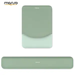 MOSISO Wrist Rest Support for Mouse Pad&Keyboard Set, Rectangular Ergonomic Mousepad Non-Slip Base Home/Office Pain Relief&Easy Typing Pad with Neoprene Cloth&Raised Silicone Lining