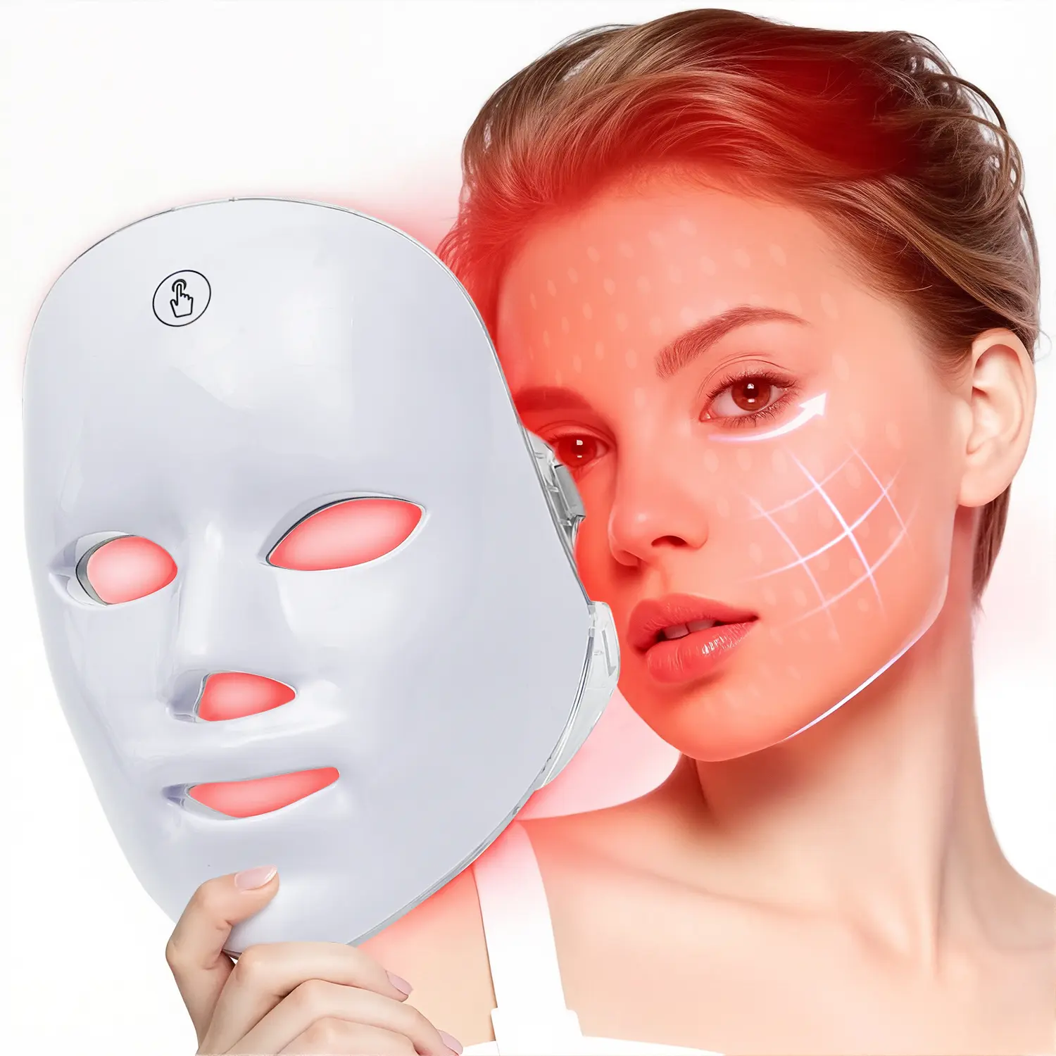 7-Color Red Light Therapy Plastic Face Mask - Anti-Acne, 1-Click Use, Skin Renewal, Summer Facial Skincare Essential, Ideal Gift for Mothers & Wives