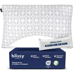 Blissy Signature Adjustable Pillow - Crescent - For Side & Back Sleepers - Wake Pain-Free!