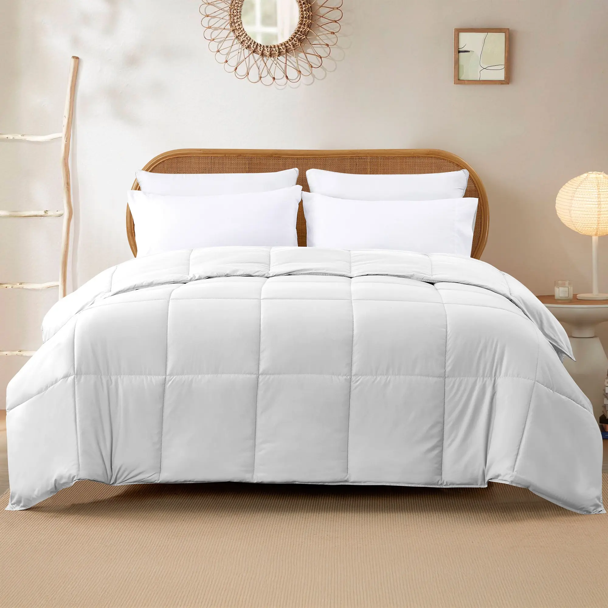 Modern Threads Soft Reversible Down Alternative Comforter - Breathable, Hypoallergenic, Flat Weave, All-Polyester Fill, Microfiber - Machine Washable, White, Twin, Queen, King, Anti-Allergic