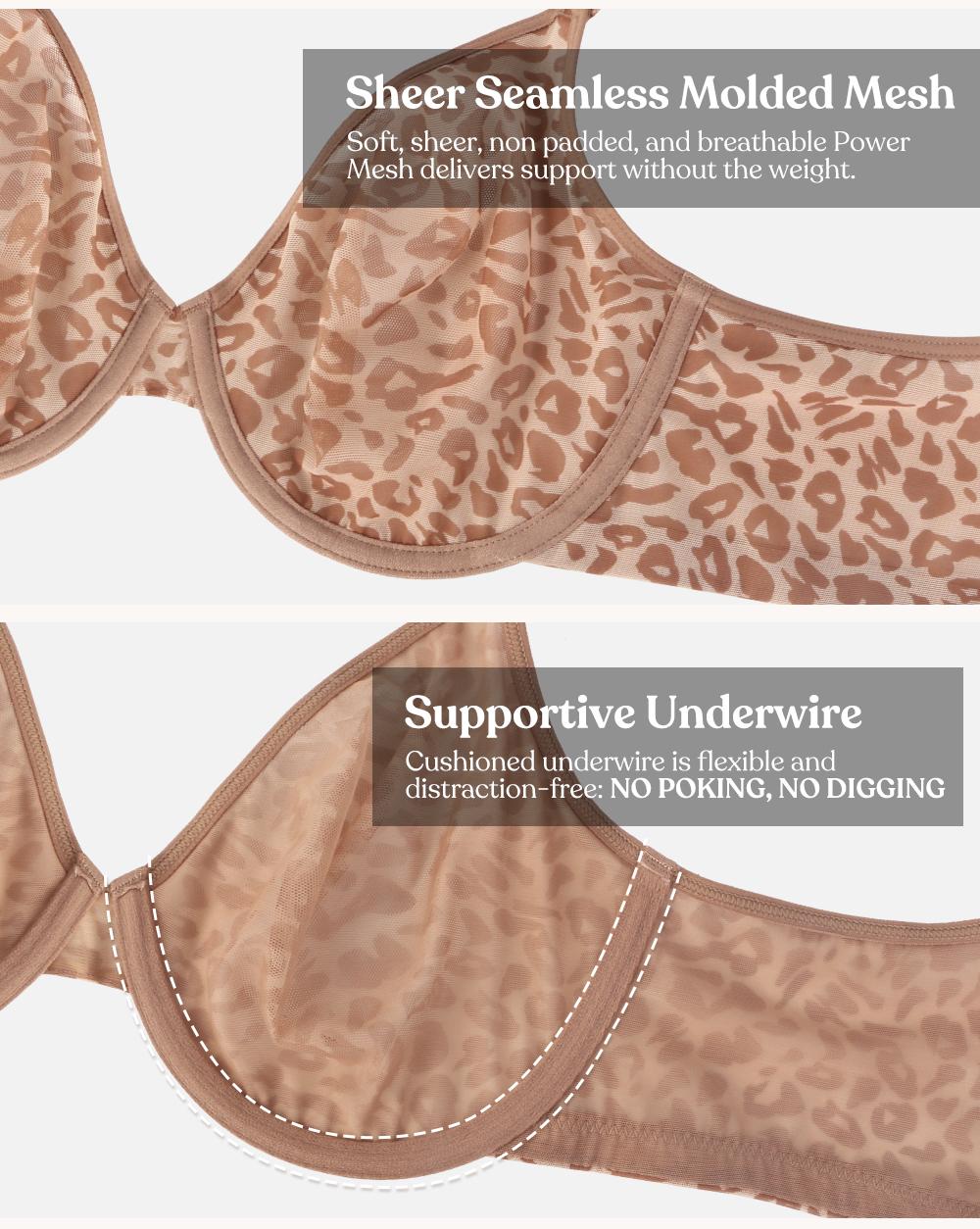 HSIA Leopard Wild Unlined Plus Size Breathable Soft Mesh No Padding Underwire Women Bra Womenswear Vneck SpringStatements HSIA Leopard Wild Unlined Plus Size Breathable Soft Mesh No Padding Underwire Women Bra Womenswear Vneck SpringStatements