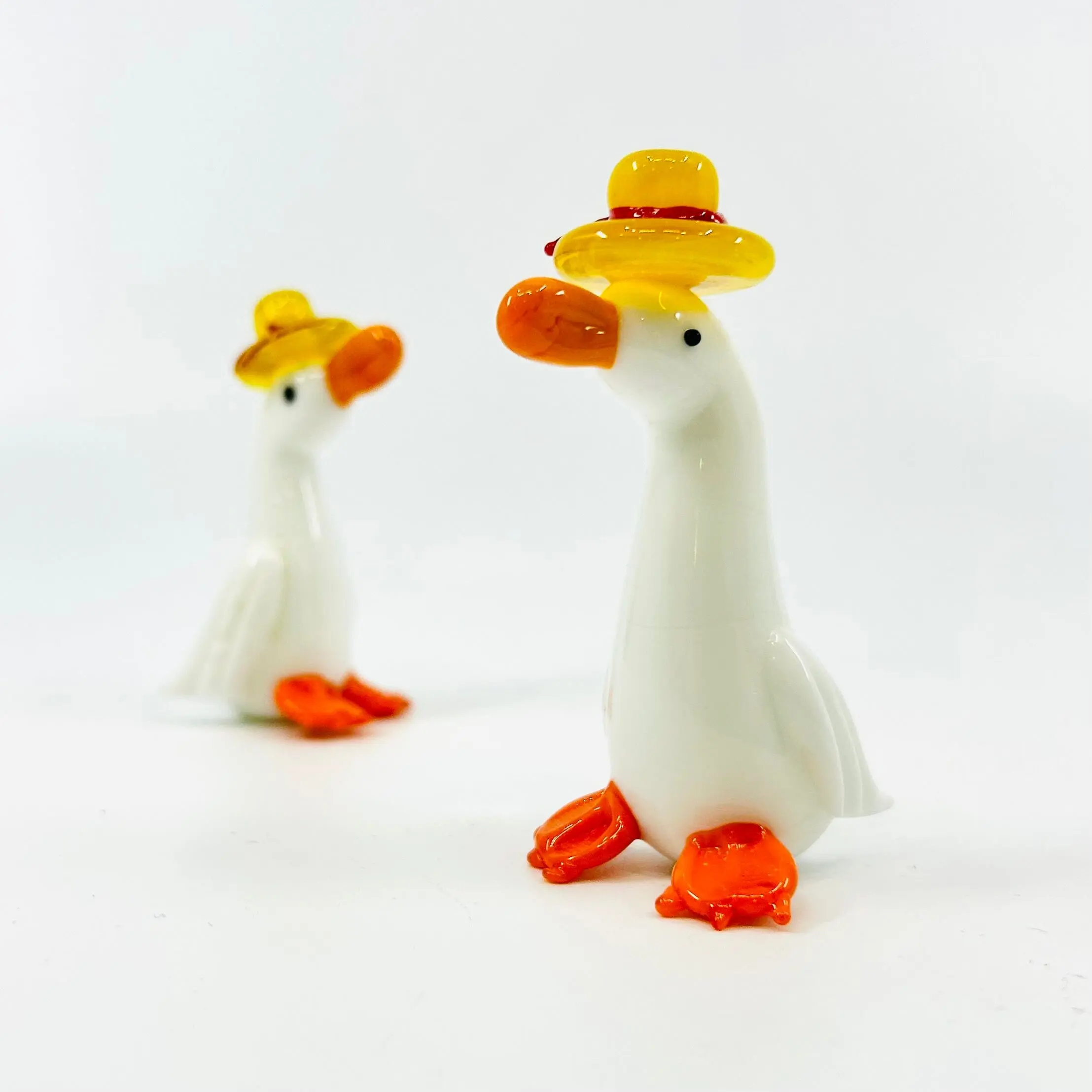 Glass Goose with Sun Hat