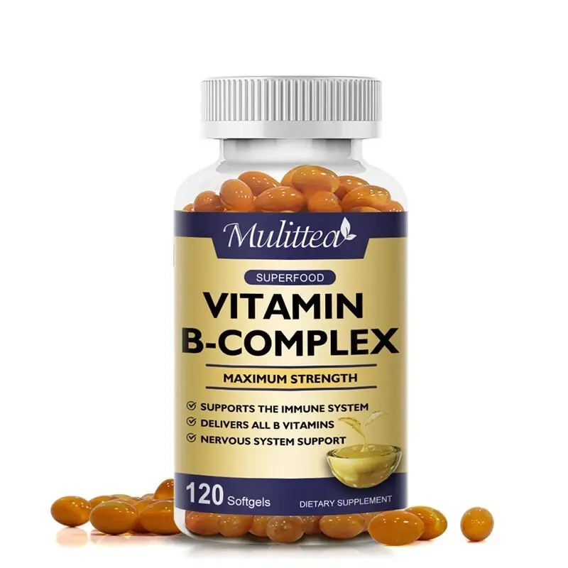 Mulittea Vitamin B Complex Capsule - with Vitamin C,B12,B6,B2 - Reduce Stress & Energy Complex Supplement - 120 Capsules