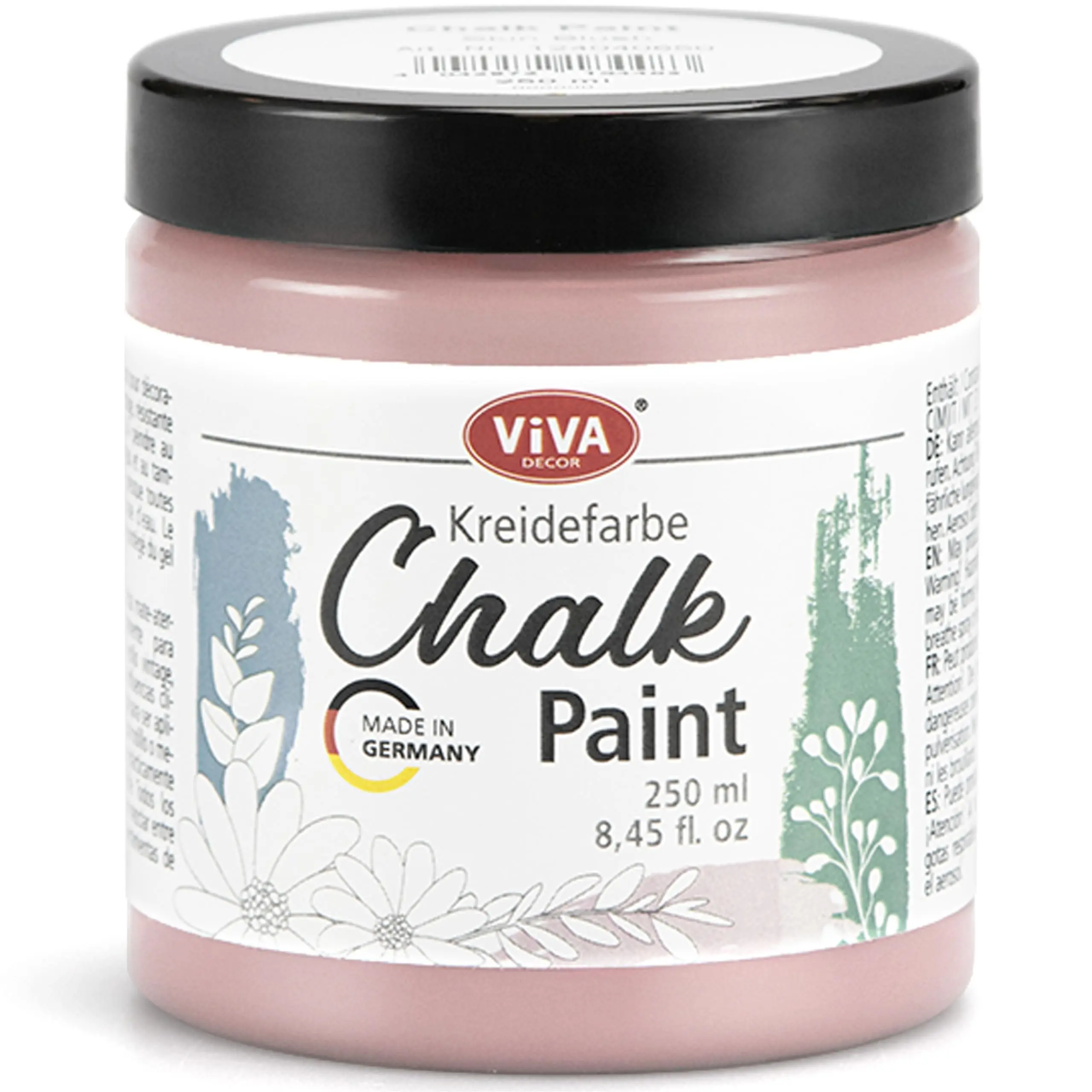 Viva Decor Chalk Paint - 8.45oz Powder Pink Eco-Friendly Low-Odor Water-Based Paint, Thick Consistency High Pigment, Shabby Chic Versatile for Furniture, Wood DIY Projects, Matte Finish