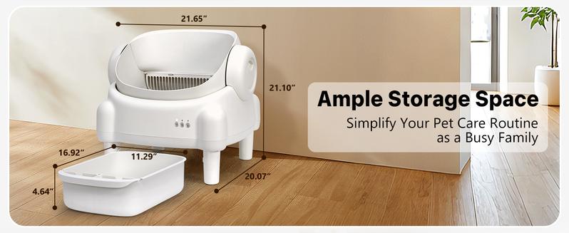 PARUUNTYS x TAYACICY Automatic Self Cleaning Litter Box Open Top with App Control for Multiple Cats 16.5"x16.5" Entrance Dual Safety Tech 10.5L Sealed Waste Bin Leak-Proof Design Cream White - Litterbox(Only supports 2.4G Wifi)