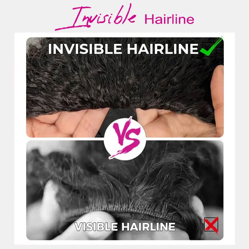 Tinashe Yaki Body Half Wig Invisible Hairline Yaki Straight Kinky Curly Deep Curly Half Wig Human Hair Wigs with Drawstring Cap Design for Easy Wear and Stable Fit