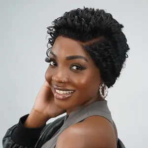 Dultev 13x6 Wear Go Pixie Cut Wigs 001 for Women 180% Density Glueless Lace Front Layered Luxury Beauty Curly HD Human Hair Wig