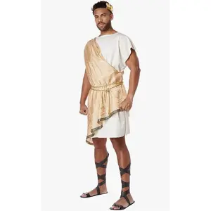 Roman/Greek Golden God - Toga - Cream/Gold - Costume - Men - 3 Sizes