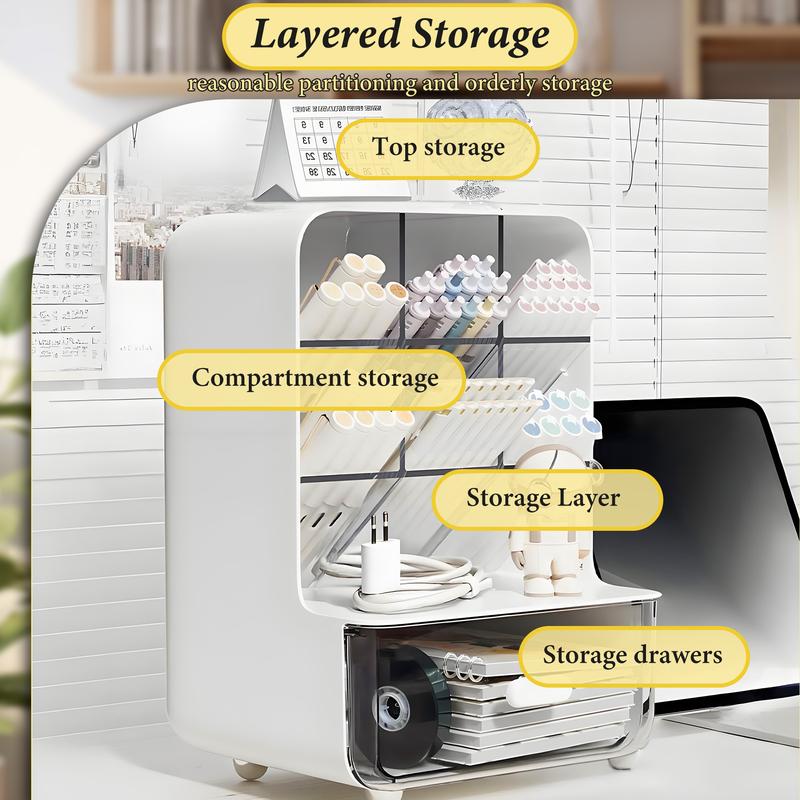 BePatio Pencil holder,1 Count Large Capacity Multi-grid Desk Side Stationery Storage Box,makeup brush holder with Drawer,Stationery Storage Box for Home Office School,Desk Organizer BePatio Pencil holder,1 Count Large Capacity Multi-grid Desk Side Stationery Storage Box,makeup brush holder with Drawer,Stationery Storage Box for Home Office School,Desk Organizer