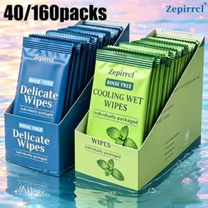 40/160 packs of individually wrapped refreshing care wipes—soft, sturdy, and lint-free; gentle on the skin with cooling and daily cleansing effects. Ideal for home, dorms, offices, commuting, sports, and outdoor activities. 40 wipes per box, 15 × 20 cm