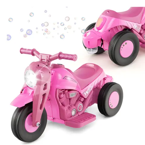 Costzon 6V Electric Ride-On Bubble Car, Battery Powered Toy Motorcycle with Bubble Function, Music & Horn, LED Light, 3 Wheels, Electric Motorcycle for Kids, Great Birthday Gift for Toddlers Boys Girls Over 3 Years Old Gift Season BlackFriday