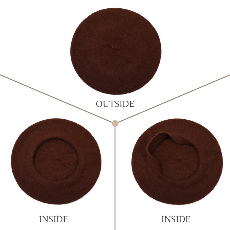 AWAYTR Women French Wool Beret Hats Solid Color Classic Beanie Winter Cap TikTokShopBlackFriday