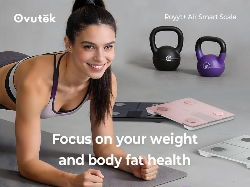 Ovutek Scale for Body Weight, Purple, Digital Bathroom Smart Scale with 14 Body Composition Analyzer Sync Weight Scale BMI Health Monitor Sync Apps 400lbs