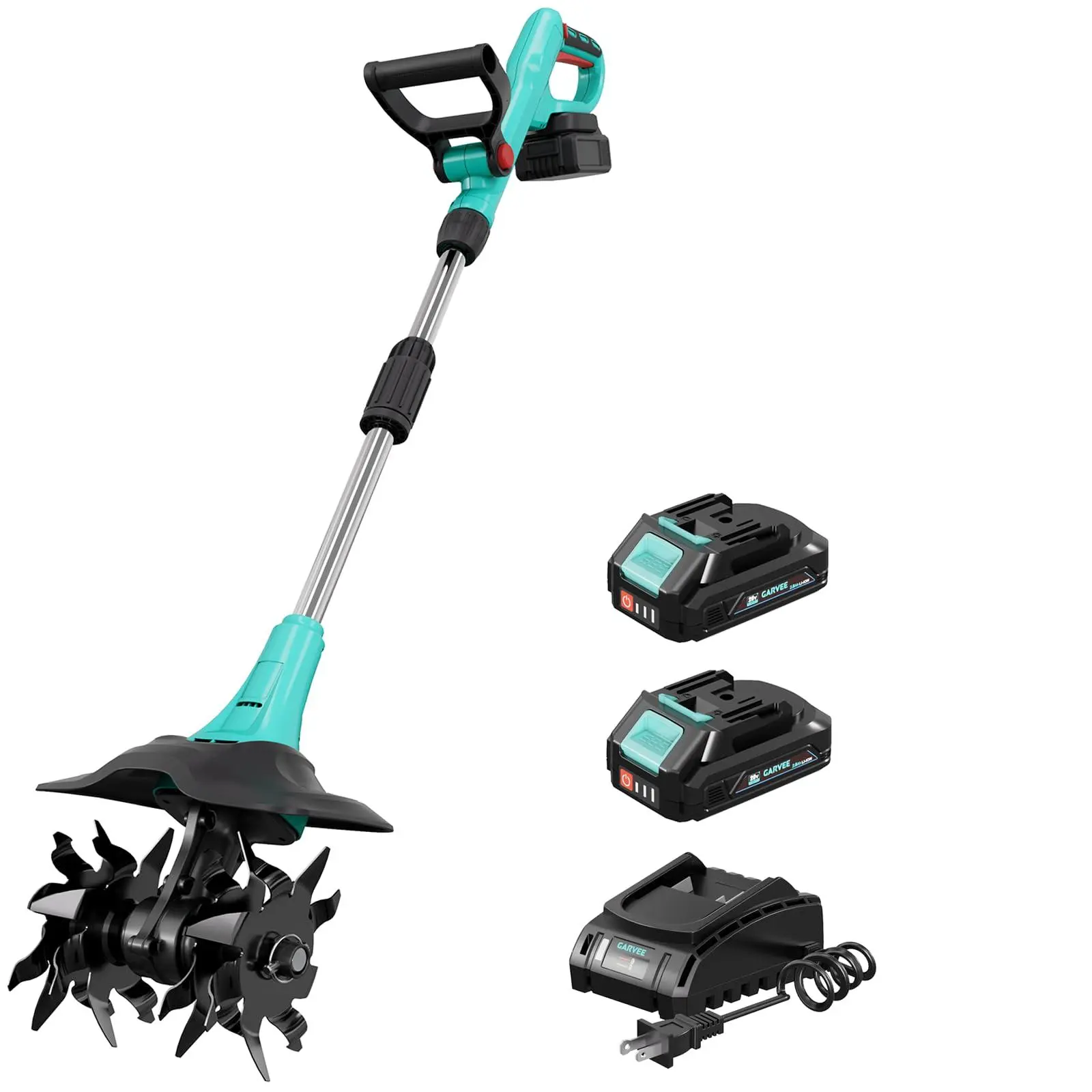 GAOMON 20V Cordless Tiller Cultivator, Electric Garden Tiller with 2 * 2.0Ah Batteries & Charger, 9in Tilling Width and 6.6in Depth Garden Rototiller