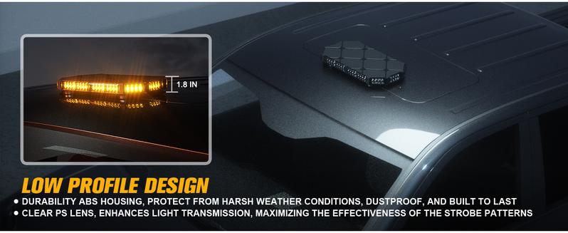 DIBMS 56 LED Roof Strobe Beacon Lights Strip Roof Hazard Warning Emergency Safety Flashing Lights, Amber/White Emergency Rooftop Strobe Lights Bar,Men's Car Accessories,Father's Day gift, amber car lights Dual Color LED Emergency Strobe Lights DIBMS 56 LED Roof Strobe Beacon Lights Strip Roof Hazard Warning Emergency Safety Flashing Lights, Amber/White Emergency Rooftop Strobe Lights Bar,Men's Car Accessories,Father's Day gift, amber car lights Dual Color LED Emergency Strobe Lights