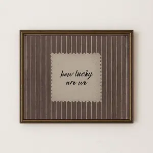 Rustic Brown Gingham How Lucky Are We Hand Written Wall Art Print, Western Trendy Decor Poster, St39381