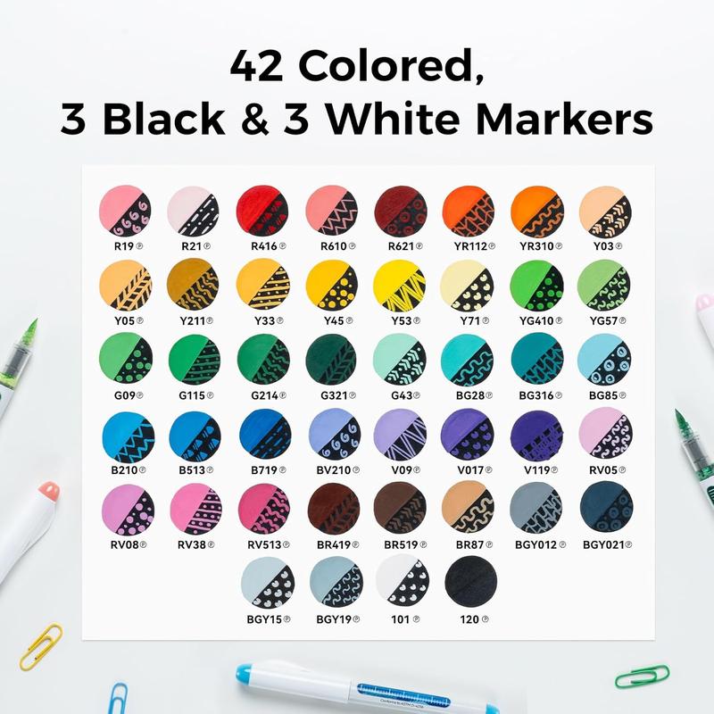 Ohuhu Acrylic Brush Tip Paint Markers 24 Pack/ 48 pack Vibrant Colors with Flexible Brush Tips High-Opacity Waterproof Lightfast Pens for Rock Wood Glass & More