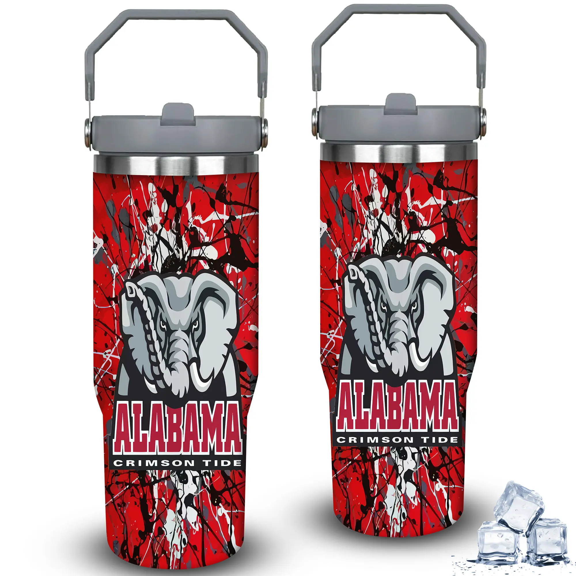 1pc 30oz Crimson Tide Elephant Splash Insulated Vacuum Flask Tumbler with Lid, Travel Coffee Cup, Gift for Women, Ideal for Halloween, Unique Memorial Birthday Gift, Flasks
