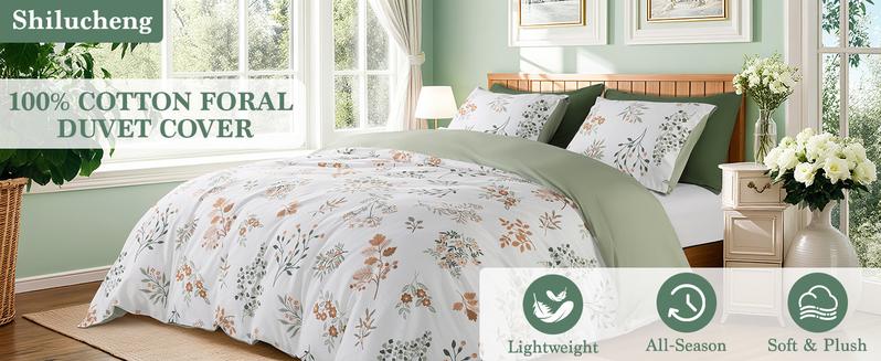 Shilucheng Floral Cotton Duvet Cover 3 Piece Set Soft Breathable Botanical Print Bedding Comforter Cover Perfect To Upgrade Your Bedroom Atmosphere bed set cozy bed sheets Shilucheng Floral Cotton Duvet Cover 3 Piece Set Soft Breathable Botanical Print Bedding Comforter Cover Perfect To Upgrade Your Bedroom Atmosphere bed set cozy bed sheets