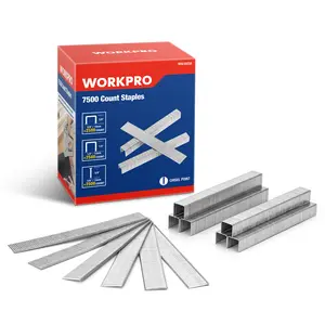 WORKPRO Heavy Duty T50 Staples and 18 Gauge Brad Nails, 7500-Count 1/2", 3/8" T50 Staples and 5/8" Brad Nails, Galvanized Staples for Staple Gun, Ideal for Upholstery, Construction, Furniture, Crafts