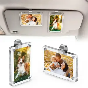 1-Pack Vertical Car Sun Visor Photo Clip | Acrylic Snap-on - Universal fit for all car models | Holds 3.5 x 2.3 inch photos | Random color | Customizable DIY car decoration | Perfect gift for couples, family, and pet mementos
