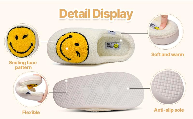 SMILEYWORLD Smiley Slippers for Women & Men | Soft Plush Indoor Outdoor Slides Shoe Footwear Flipflop Girl